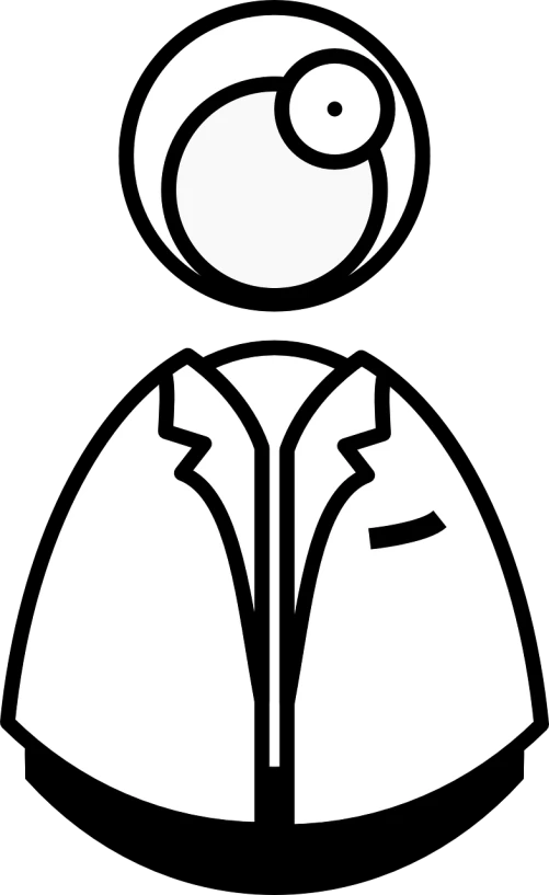 a black and white image of a man in a lab coat, a cartoon, trending on pixabay, faceless people dark, symmetric body, jacket, nurse