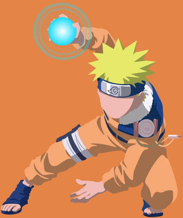 a man flying through the air with a ball in his hand, vector art, inspired by Taiyō Matsumoto, naruto uzumaki, full portrait of electromancer, flat anime style, he is casting a lighting spell