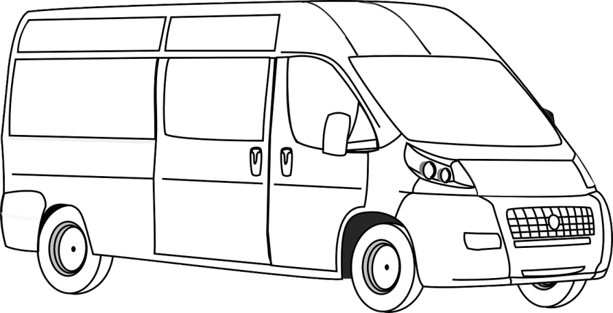 a black and white drawing of a van, lineart, by Zoltán Joó, trending on pixabay, digital art, warm coloured, animated, 3840 x 2160, full body