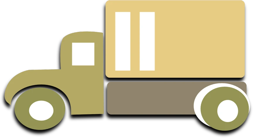 a yellow and brown truck on a white background, pixabay, conceptual art, yellow and olive color scheme, delivering mail, line art - n 9, beige color scheme