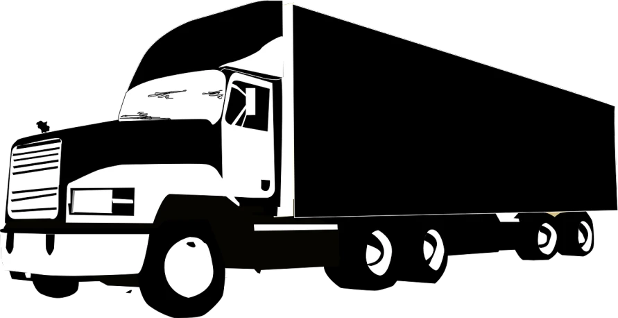 a black and white picture of a semi truck, pixabay, digital art, julian opie, silhouette :7, digital art - w 640, 3840 x 2160