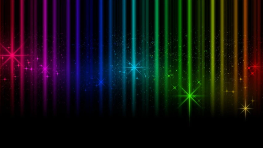 a rainbow colored background with stars and sparkles, by Peter Alexander Hay, deviantart, glowing drapes, background ( dark _ smokiness ), green blue red colors, vertical wallpaper