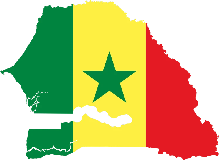 a map of senegal with a star on it, very sad, compressed jpeg, a brightly colored, merged