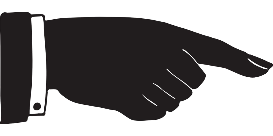 a black and white image of a hand pointing at something, by Victorine Foot, deviantart, hurufiyya, black backround. inkscape, animation still, flat color, black floor