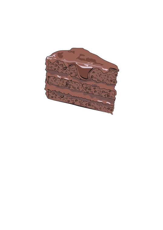 a piece of chocolate cake on a black background, a digital rendering, by Justin Sweet, minimalism, whole page illustration, tonalism illustration, vectorized, floating away