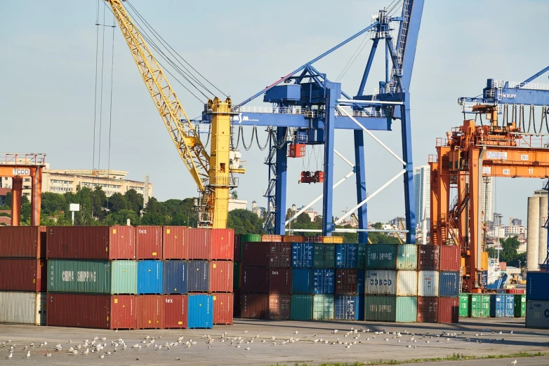 a bunch of containers stacked on top of each other, by Richard Carline, port scene background, nice composition, freedom from cptsd, megabuildings