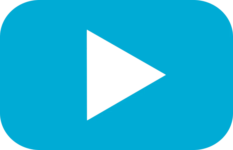 a blue play button with a black arrow, an album cover, cyan, yoworld, sharply shaped, black