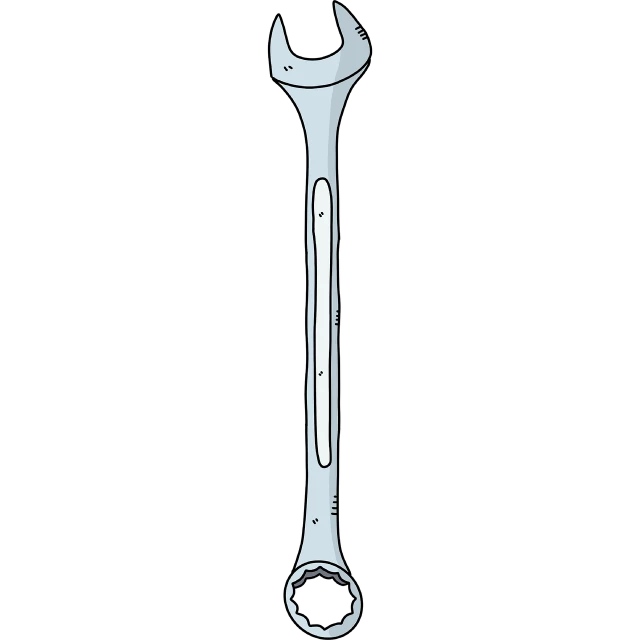 a close up of a wrenet on a black background, an illustration of, wrench, digitally drawn, high detailed cartoon, tall thin