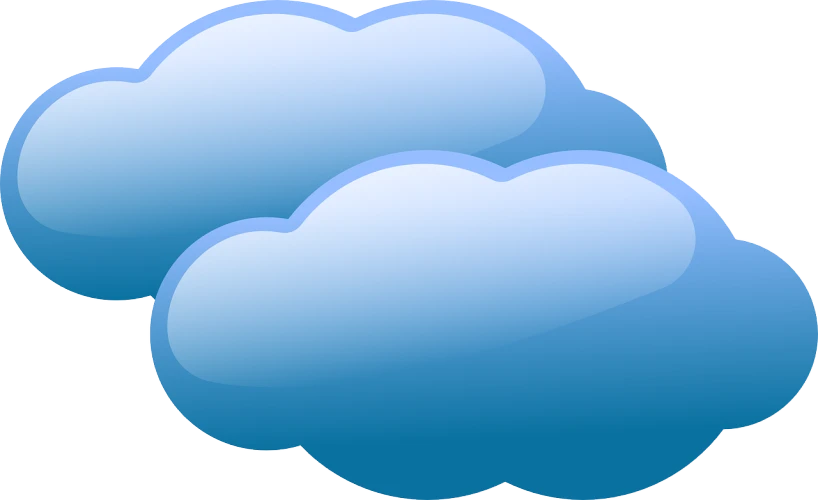 a couple of blue clouds sitting next to each other, an illustration of, flickr, no gradients, overcast!!!, gloss, free