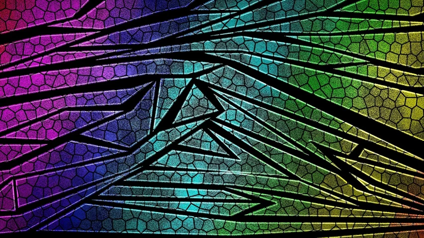 a close up of a stained glass background, inspired by Richard Wright, flickr, generative art, ( ( stippled gradients ) ), glowing cracks, path traced, lizard skin
