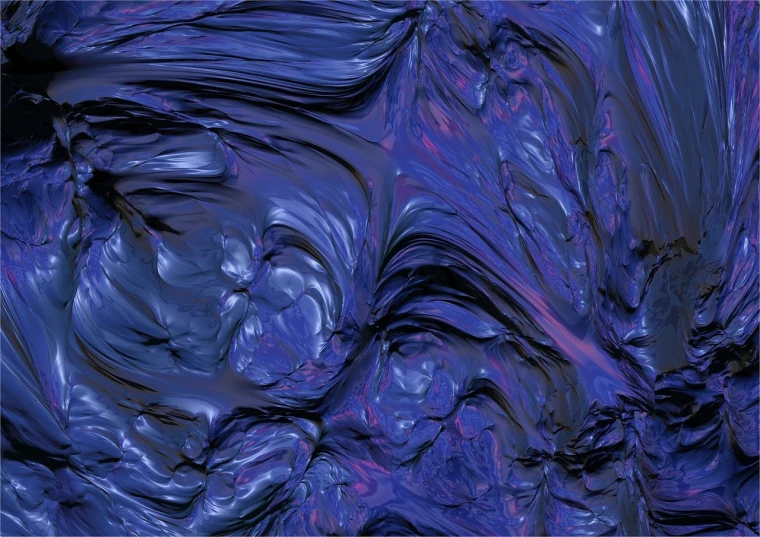 a close up of a purple and blue painting, a digital painting, inspired by Lorentz Frölich, flickr, generative art, black-water-background, 3 d rendered in octane, smooth organic pattern, plastic texture