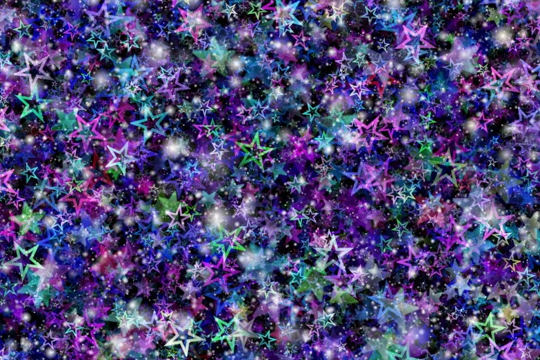 a bunch of stars that are in the sky, inspired by Victor Moscoso, purple and blue and green colors, full of colour 8-w 1024, glitter storm, tileable