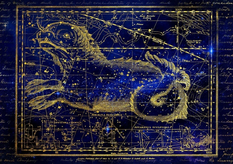 a close up of a map of the night sky, by Samuel Scott, space art, underwater sea dragon, golden mean, 1080s, blueprint