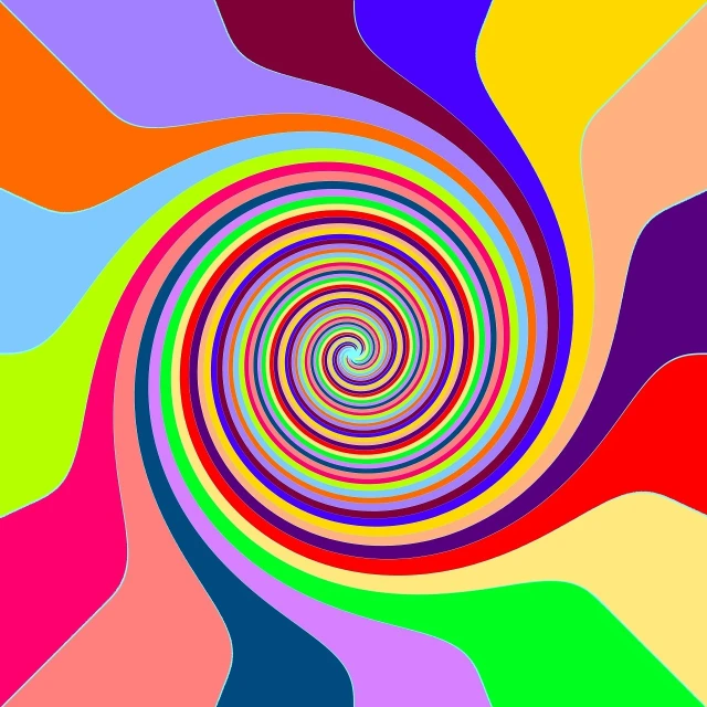a computer generated image of a multicolored spiral, an abstract drawing, inspired by Milton Glaser, psychedelic art, color vector, lollipop, coloured background, colorful palette illustration