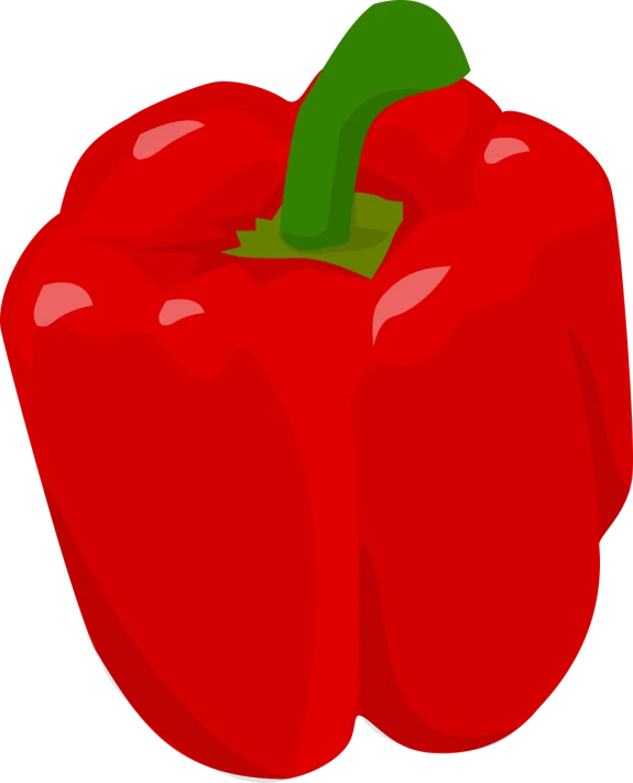 a red pepper with a green stem, inspired by Heinz Anger, pixabay, digital art, !!! very coherent!!! vector art, viewed from far away, black main color, a brightly colored