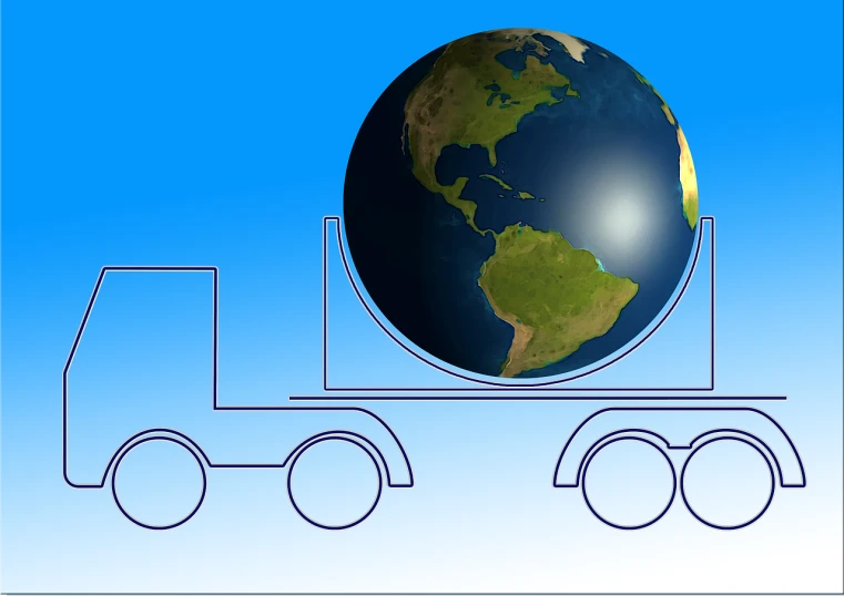 a picture of the earth on the back of a truck, a digital rendering, pixabay, diagram, profile pic, spherical, profile close-up view