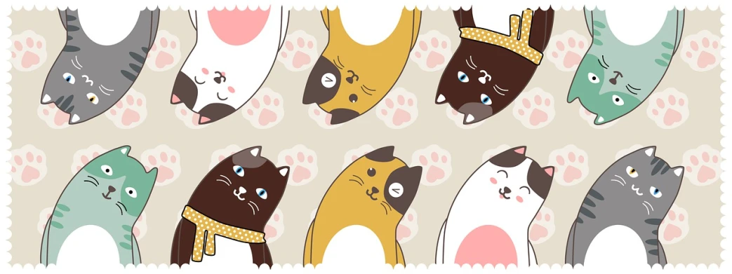 a group of cats standing next to each other, a cartoon, by Nishida Shun'ei, trending on pixabay, mingei, carpet, wallpaper pattern, chocolate, silicone patch design