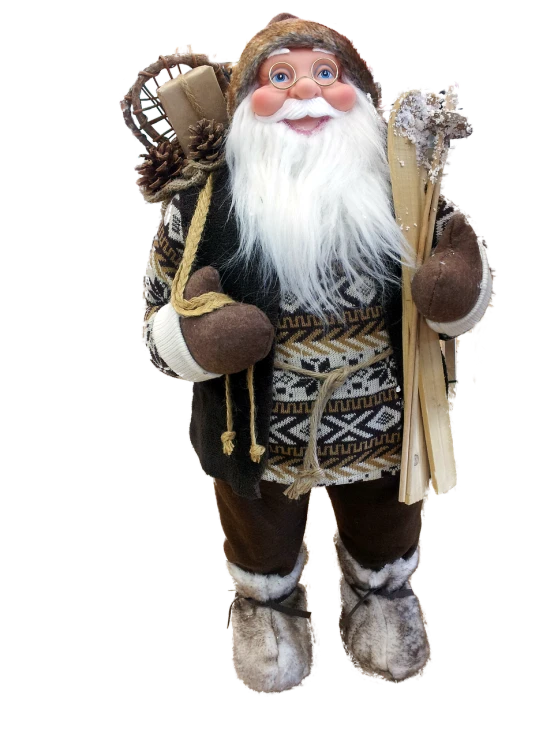 a close up of a figurine of a man with a beard, by Aleksander Gierymski, shutterstock, folk art, full body with costume, lapland, standing with a black background, product display photograph