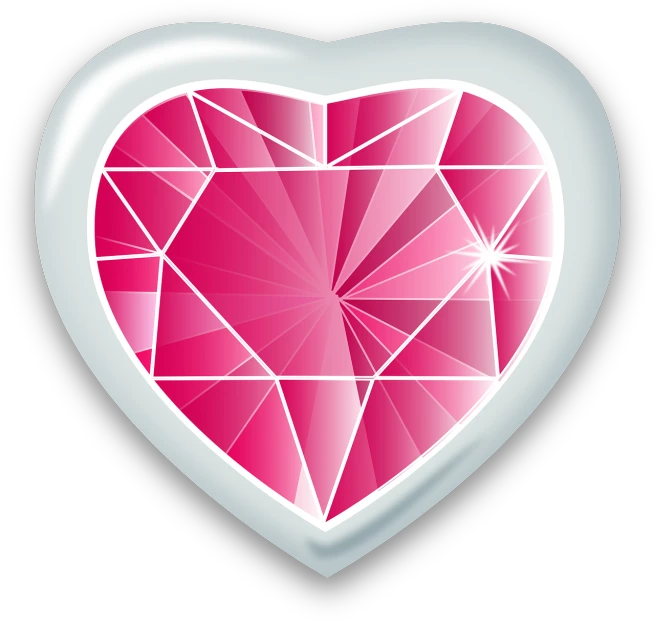 a pink diamond in the shape of a heart, by Aleksander Gierymski, pixabay, hurufiyya, sticker design vector art, jade, red beryl, small heart - shaped face