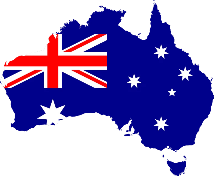 a map of australia with the flag of the country, a photo, digital art, taken on a nikon, full res, 2 0 0 1, illustration