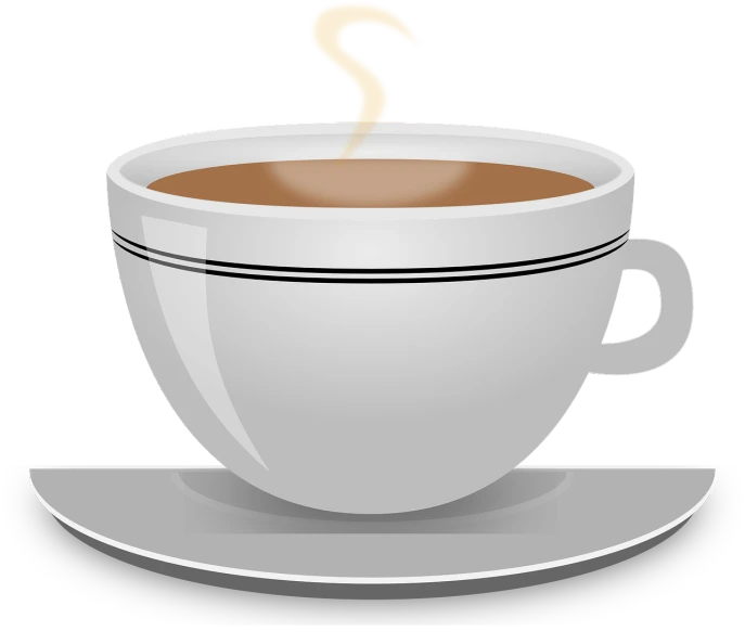 a cup of coffee with a question mark on it, a digital rendering, by David Garner, pixabay, minimalism, on a flat color black background, tea cup, clip art, with a cup of hot chocolate
