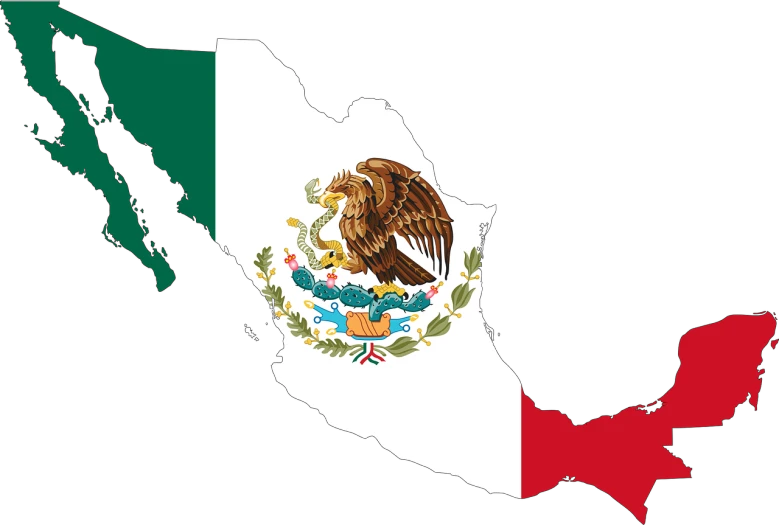 a map of mexico with the flag of the country, a digital rendering, cobra, on black background, vector illustration, high - res, dove