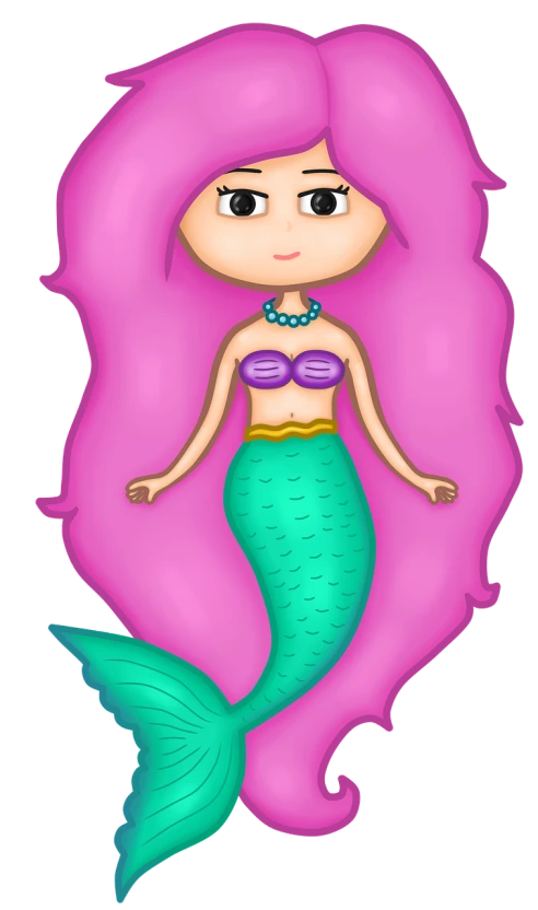 a cartoon mermaid with pink hair, by reyna rochin, full body! shot, liam, colored accurately, doll