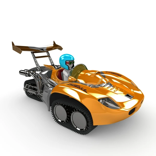 a close up of a toy car with a helmet on, a 3D render, cobra, flying vehicles, flash photo