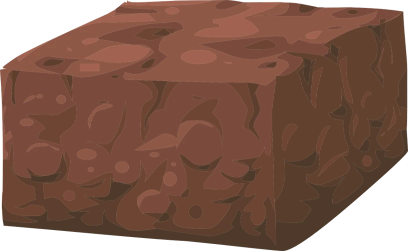 a close up of a brown object on a black background, a cave painting, polycount, clipart, brick, no gradients, empty background