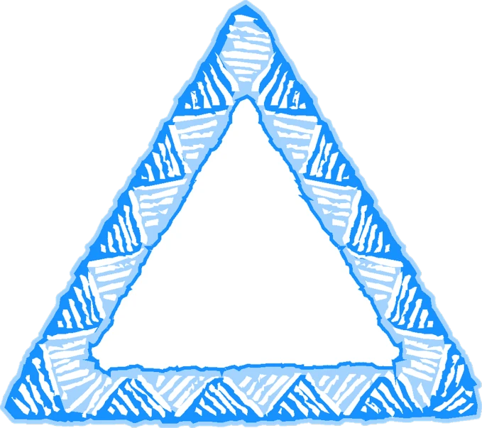 a blue and white triangle on a black background, a stipple, inspired by Masamitsu Ōta, pixabay, graffiti, inside stylized border, no gradients, rice, freemason symbol