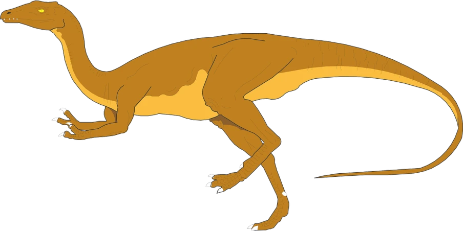 a close up of a dinosaur on a black background, inspired by Adam Rex, tumblr, elongated arms, [ digital art ]!!, brown tail, scp-914