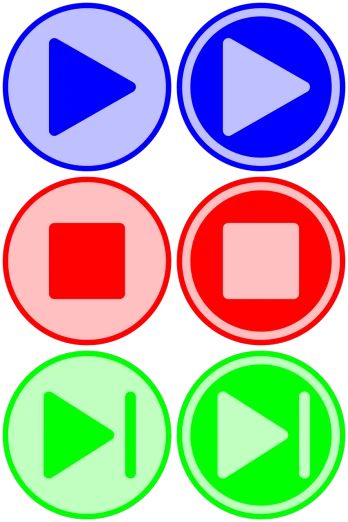 a set of four different colored buttons, inspired by Masamitsu Ōta, computer art, color video footage, plays music, simple path traced, 5 - channel
