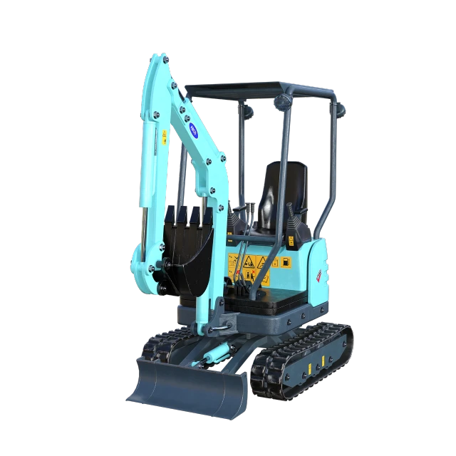 a small excavator on a black background, a 3D render, by Jay Hambidge, cyan, lowres, eden, hybrid