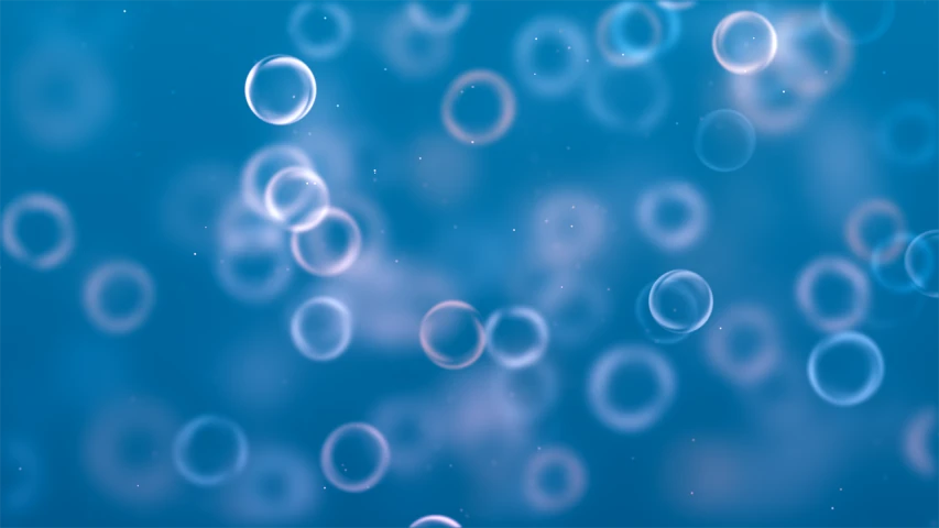 a bunch of bubbles floating on top of a blue surface, a microscopic photo, digital art, blurred and dreamy illustration, realistic detailed background, medical background, illustration