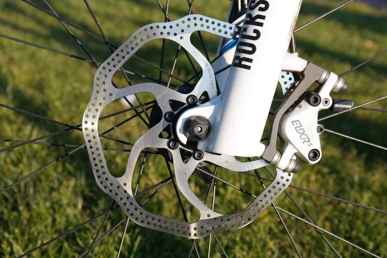 a close up of a disc on a bike, supersharp photo