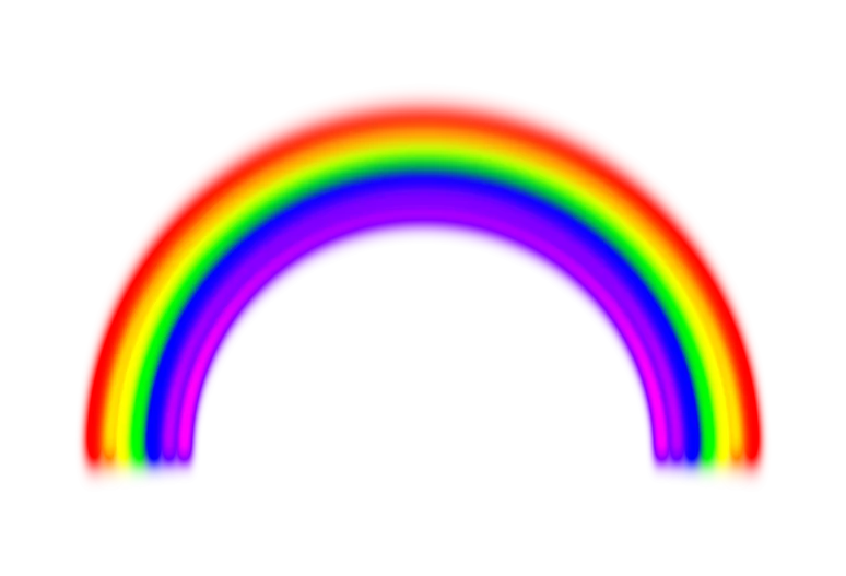 a rainbow is shown against a white background, a raytraced image, ( ( dithered ) ), けもの, red colored, simple chromatic xray