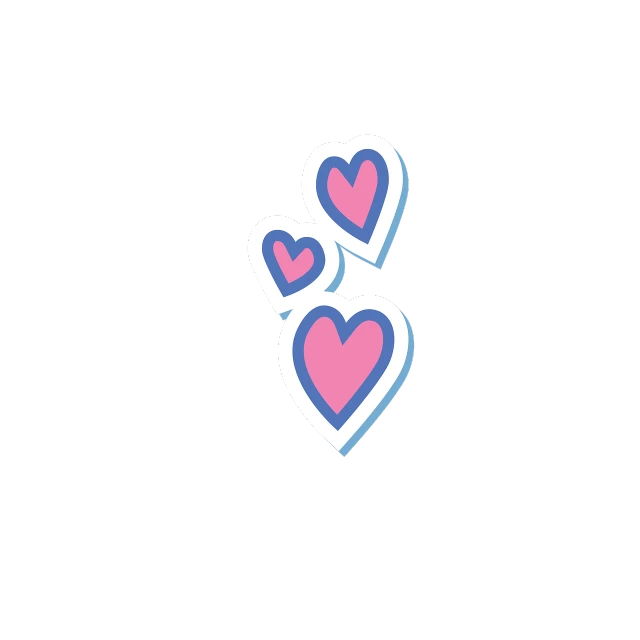 a couple of hearts sitting on top of each other, a picture, tumblr, on a flat color black background, blue and pink color scheme, [ floating ]!!, emoji