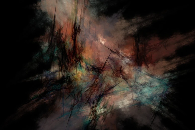 a close up of a painting on a black background, a digital painting, inspired by Lorentz Frölich, lyrical abstraction, very beautiful digital art, scribbled, dark atmosphere illustration, dark fractal background