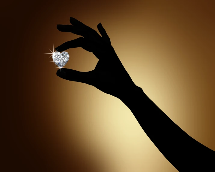 a person holding a diamond in their hand, by Julian Allen, shutterstock, minimalism, aphrodite goddess of love, siluette, van cleef & arpels style, dramatic”