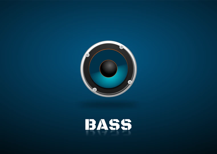 a close up of a speaker on a blue background, inspired by Bascove, vector illustration, bass, concept illustration, logo