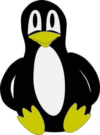 a black and white penguin with yellow feet, a cartoon, inspired by Jacob Duck, pixabay, mingei, amoled, seams, it\'s name is greeny, istock