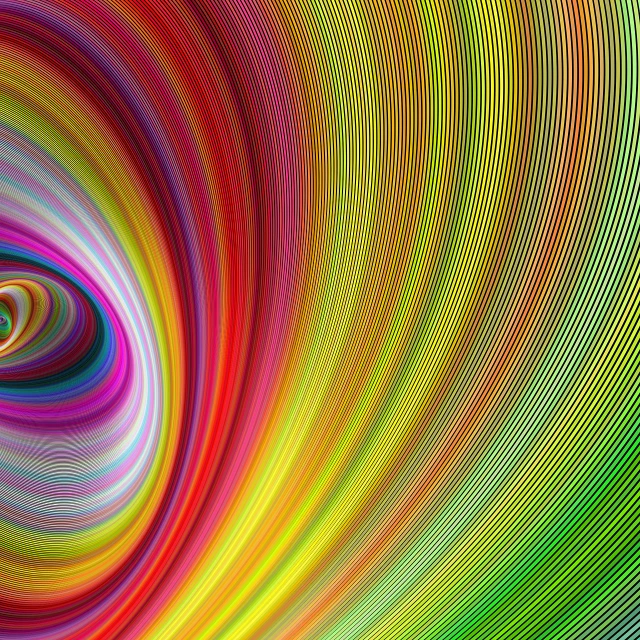 a computer generated image of a rainbow swirl, abstract illusionism, abstract holescape, 3d with depth of field, coloured background, full of colour 8-w 1024