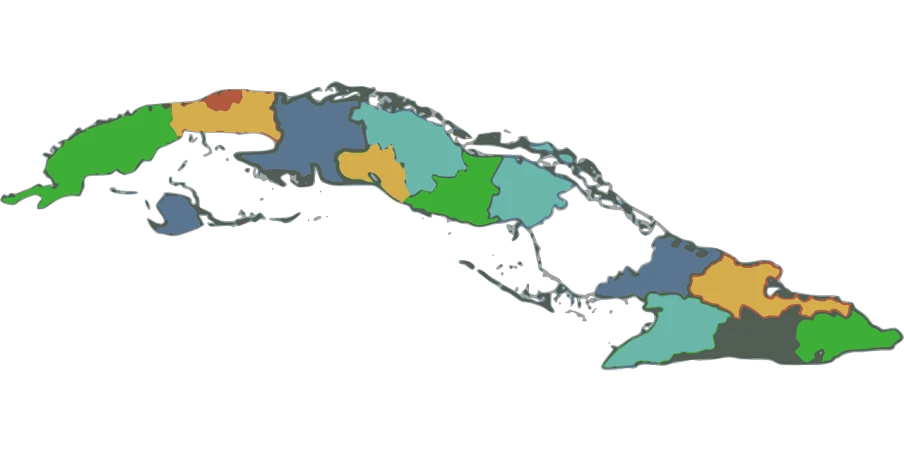 a close up of a map of a country, a digital rendering, by Joe Stefanelli, each land is a different color, caribbean, looking partly to the left, anaconda