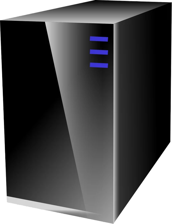 a black box with a blue stripe on it, a computer rendering, pixabay, computer art, the console is tall and imposing, glass cover, crystal column, liquid cooling