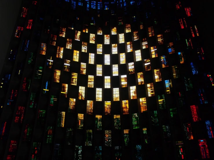 a close up of a stained glass window in a building, by Jon Coffelt, modernism, texture city at night, cathedral of sun, glasgow, rotunda