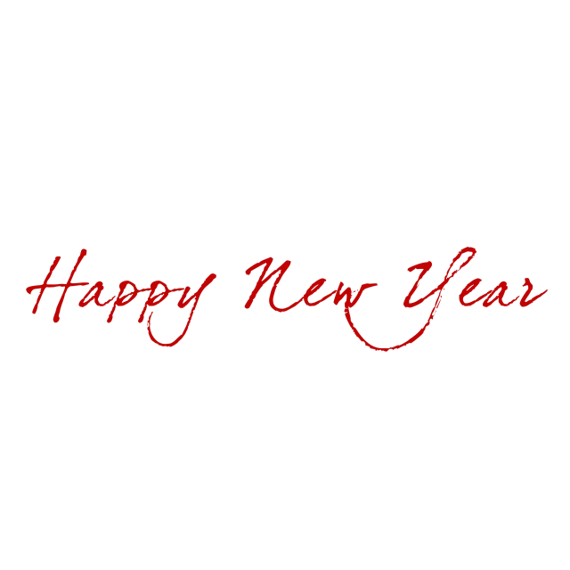 a red happy new year text on a black background, signature, background image, fashion neon light, black and white and red colors