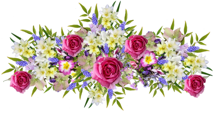 a bouquet of flowers on a black background, a digital rendering, inspired by Jan Henryk Rosen, inside stylized border, panorama, 🌸 🌼 💮, various posed