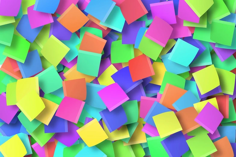 a bunch of colorful post it notes sitting on top of each other, concept art, inspired by Gino Severini, trending on pixabay, vector background, floating pieces, abstract 3d rendering, colorful palette illustration