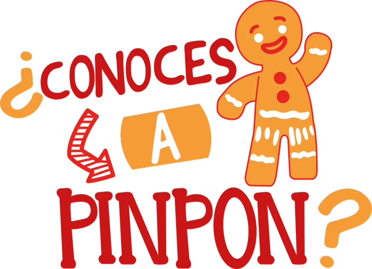 a gingerbread man standing next to a sign that says conces a pinpon, by Cándido López, pixabay contest winner, on a flat color black background, cinnabar, condorito, scene from a movie