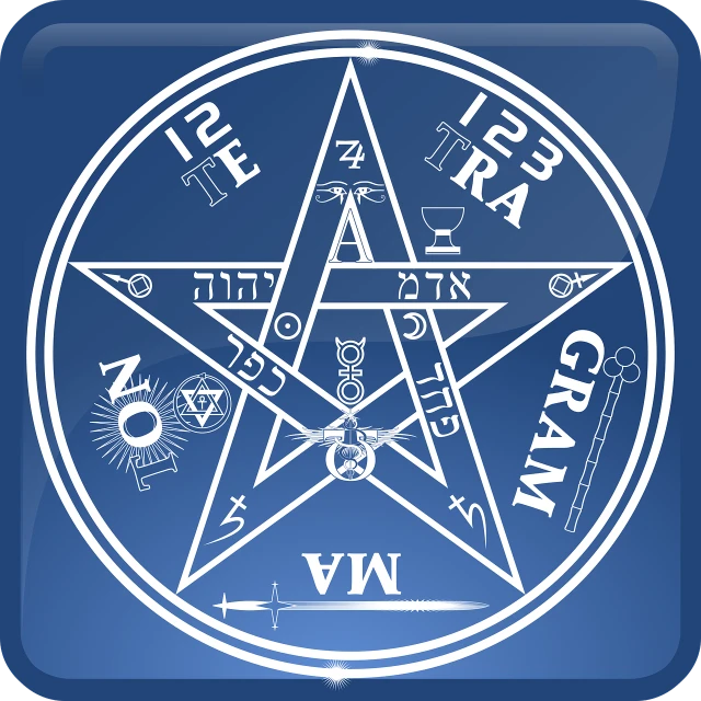a white pentagram on a blue background, by Keos Masons, sots art, vector icon, tarot cards, diagram, set photo